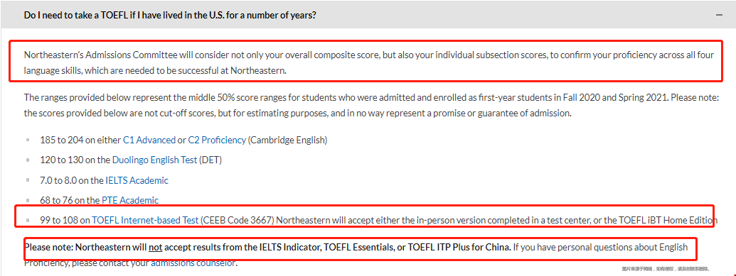 美國東北大學托福分數要求.png